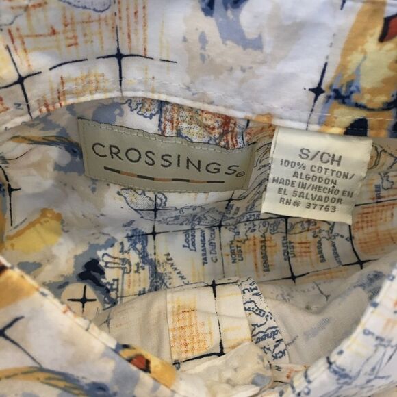 MENS CROSSINGS Cream Marlin Print Button Up Shirt - Picture 7 of 7